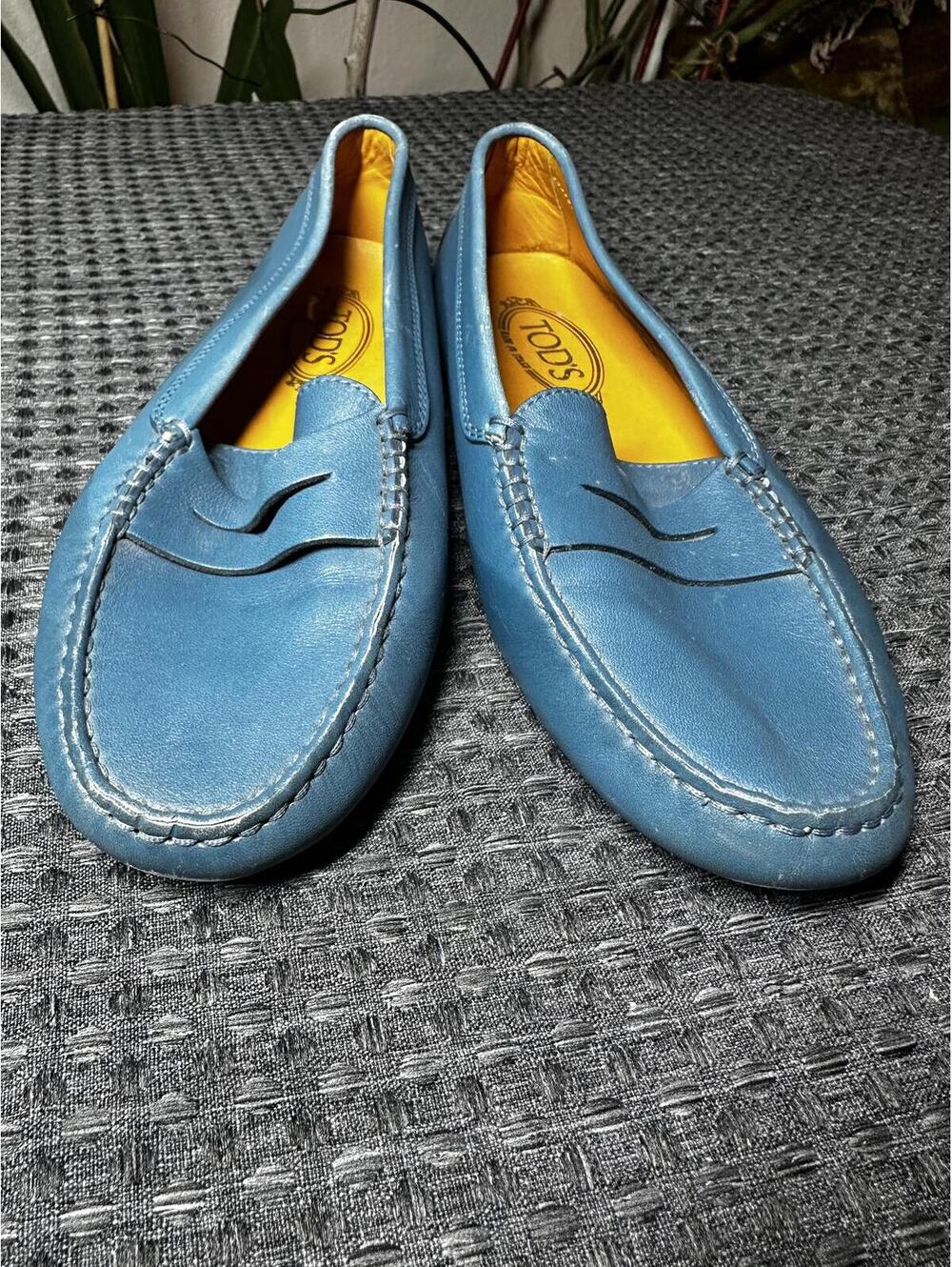 Tod's Blue Leather Penny Loafers